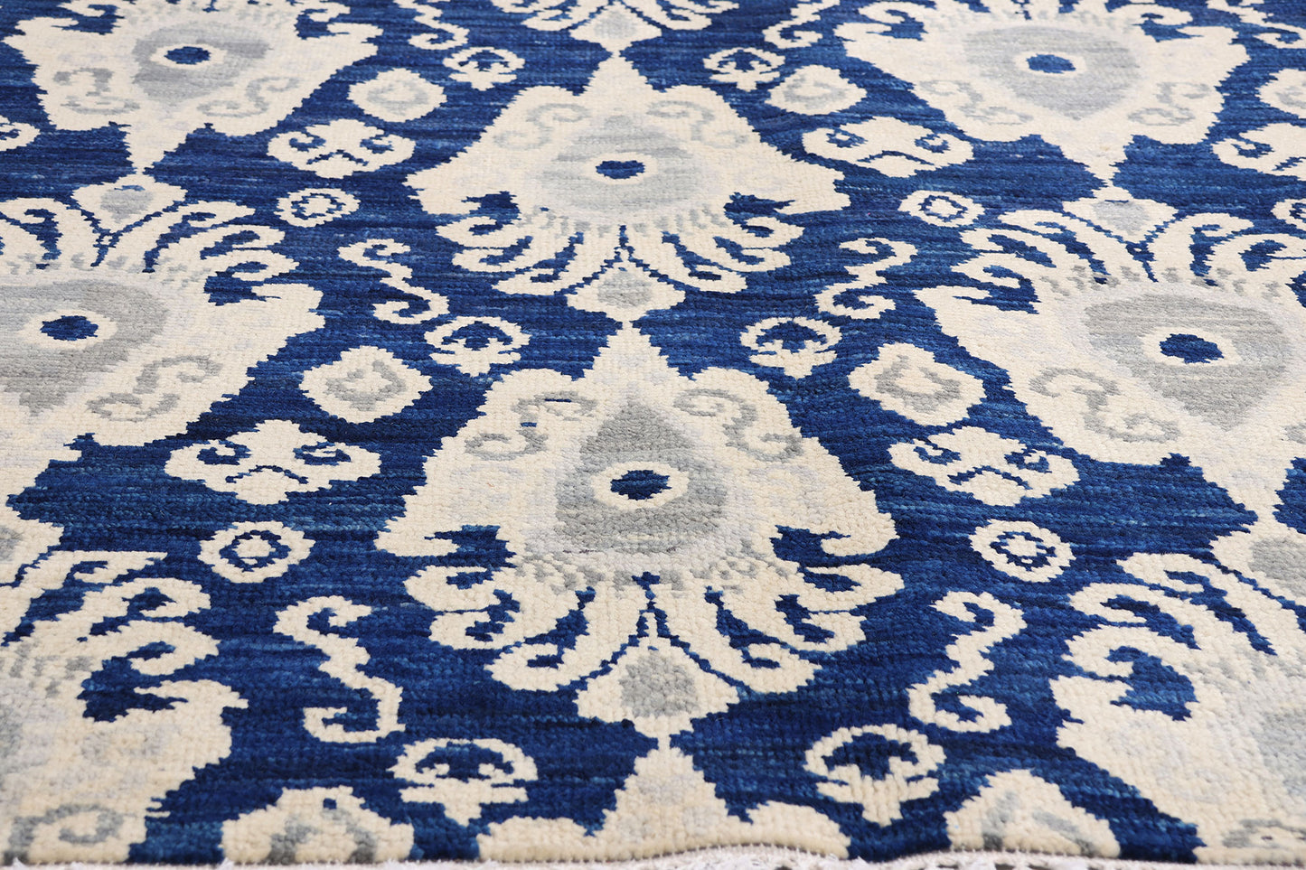 9 x 12 Navy Blue Modern Indian Ikat Rug 30269