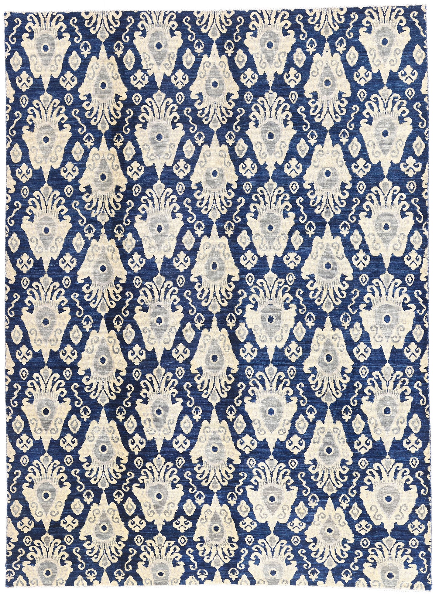 9 x 12 Navy Blue Modern Indian Ikat Rug 30269