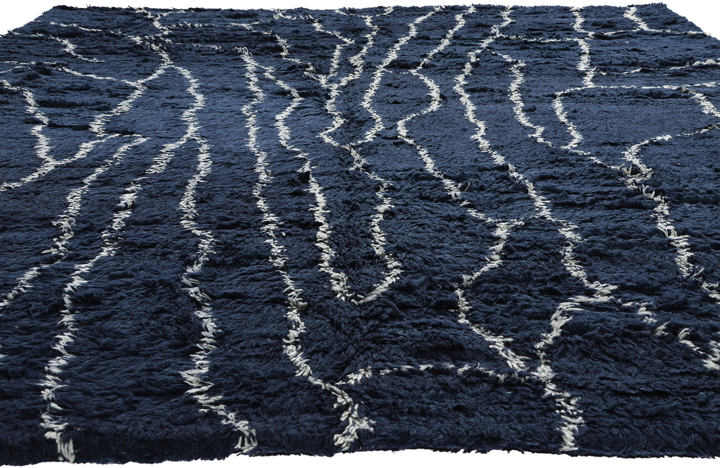 11 x 13 - Navy Blue Modern Moroccan Rug - 30387