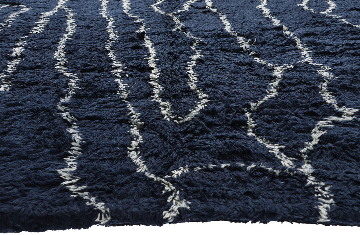 11 x 13 - Navy Blue Modern Moroccan Rug - 30387