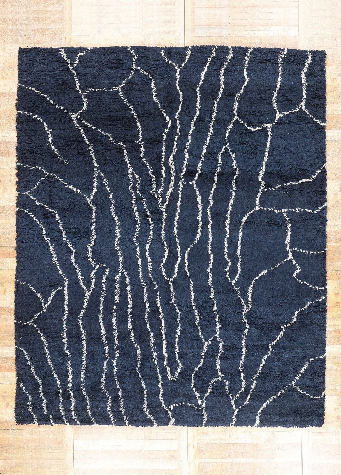 11 x 13 - Navy Blue Modern Moroccan Rug - 30387
