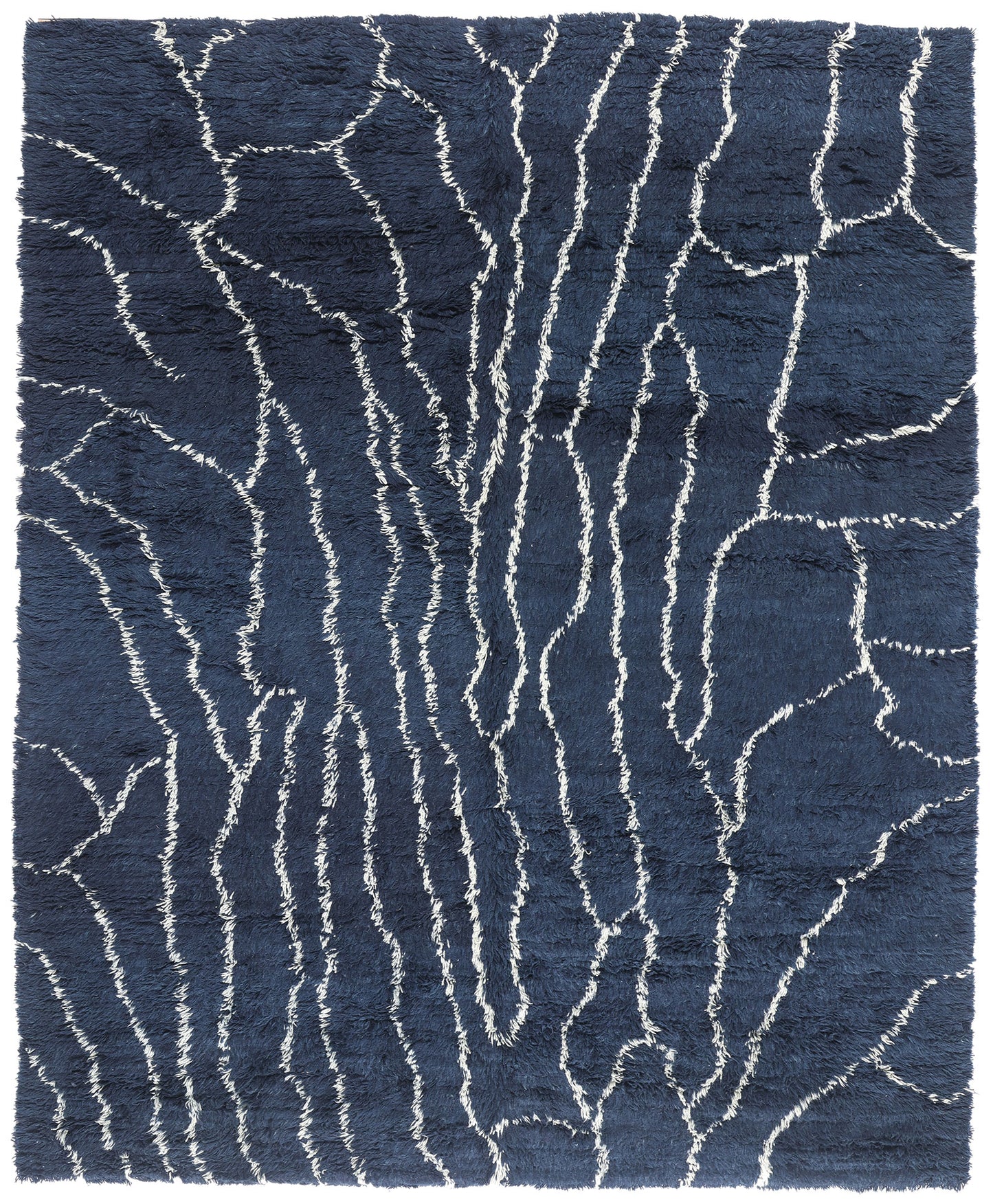 11 x 13 - Navy Blue Modern Moroccan Rug - 30387