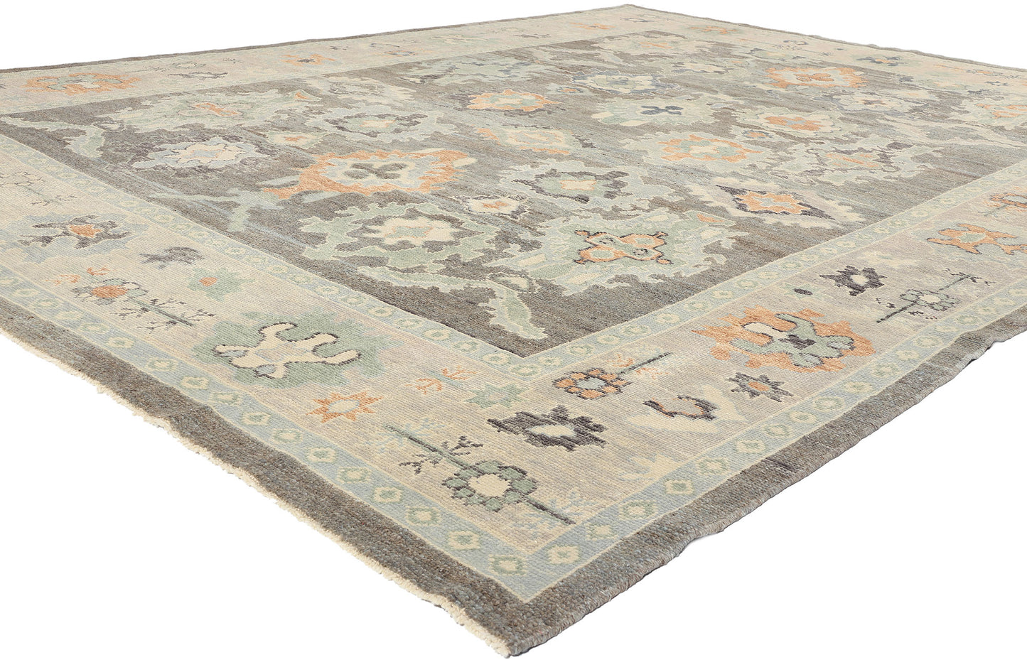 10 x 14 Modern Blue-Gray Turkish Oushak Rug 53953