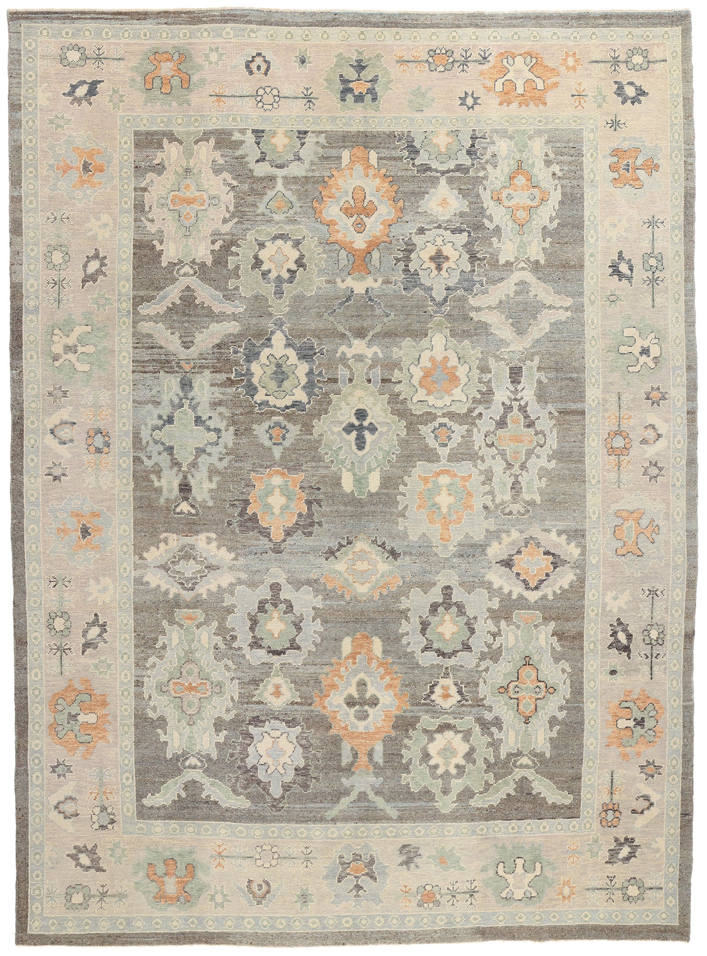 10 x 14 Modern Blue-Gray Turkish Oushak Rug 53953