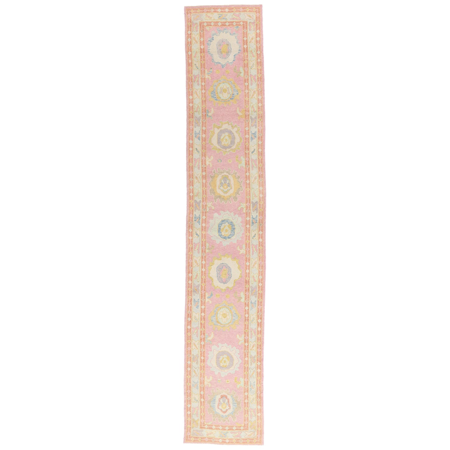 3 x 16 Modern Pink Turkish Oushak Rug Runner 54027