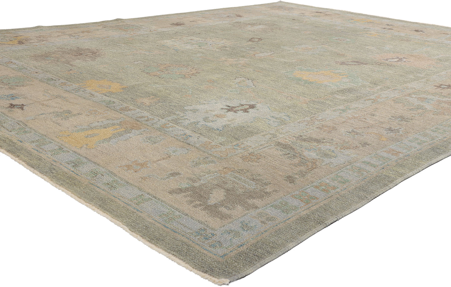 9 x 12 Light Green Modern Turkish Oushak Rug 53407