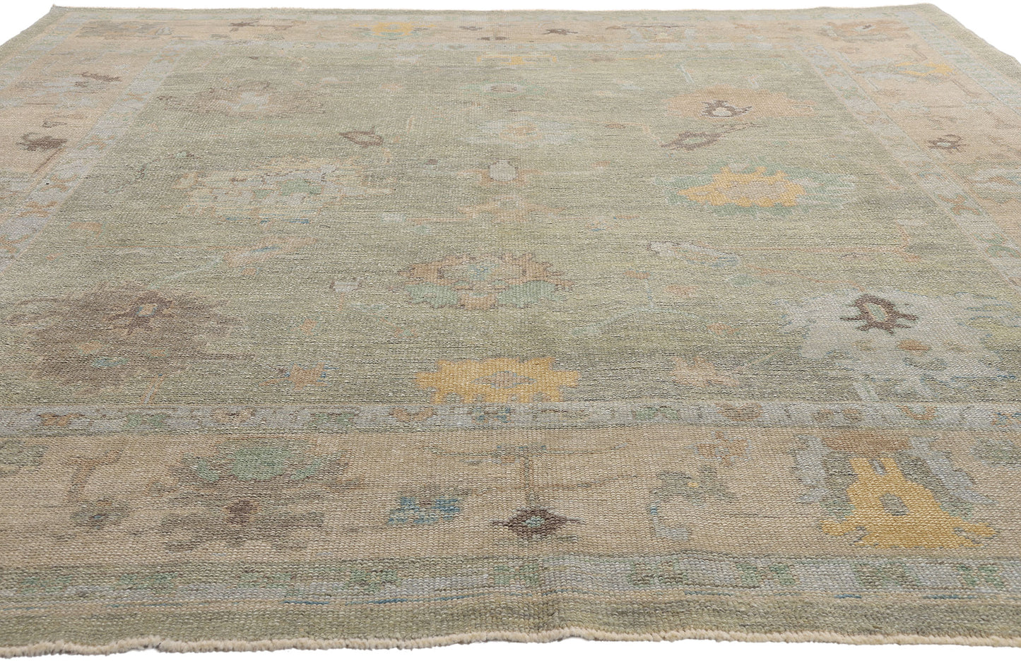 9 x 12 Light Green Modern Turkish Oushak Rug 53407