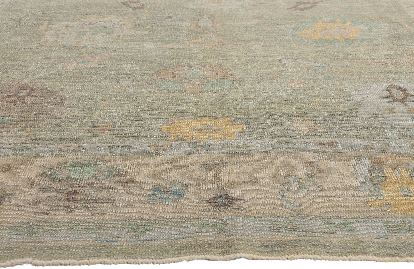 9 x 12 Light Green Modern Turkish Oushak Rug 53407