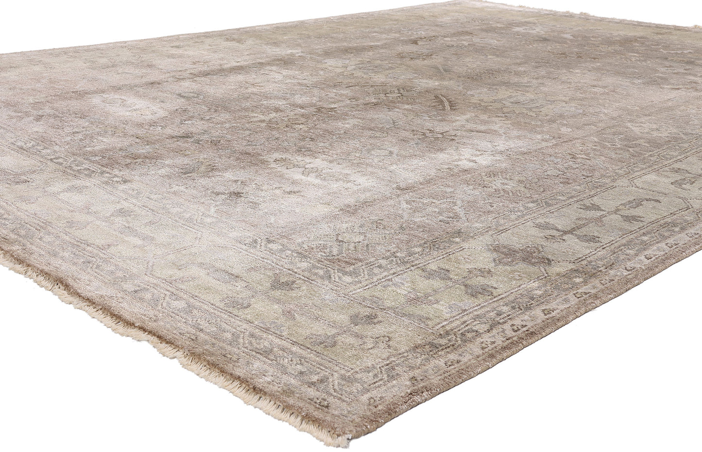 9 x 12 Taupe Modern Indian Oushak Rug 30026