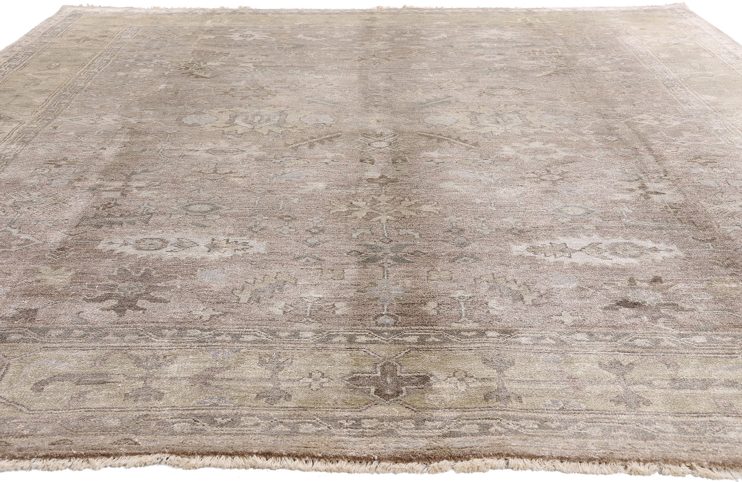9 x 12 Taupe Modern Indian Oushak Rug 30026