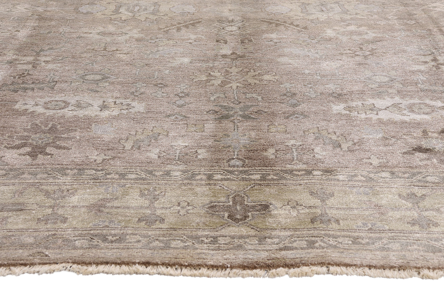 9 x 12 Taupe Modern Indian Oushak Rug 30026