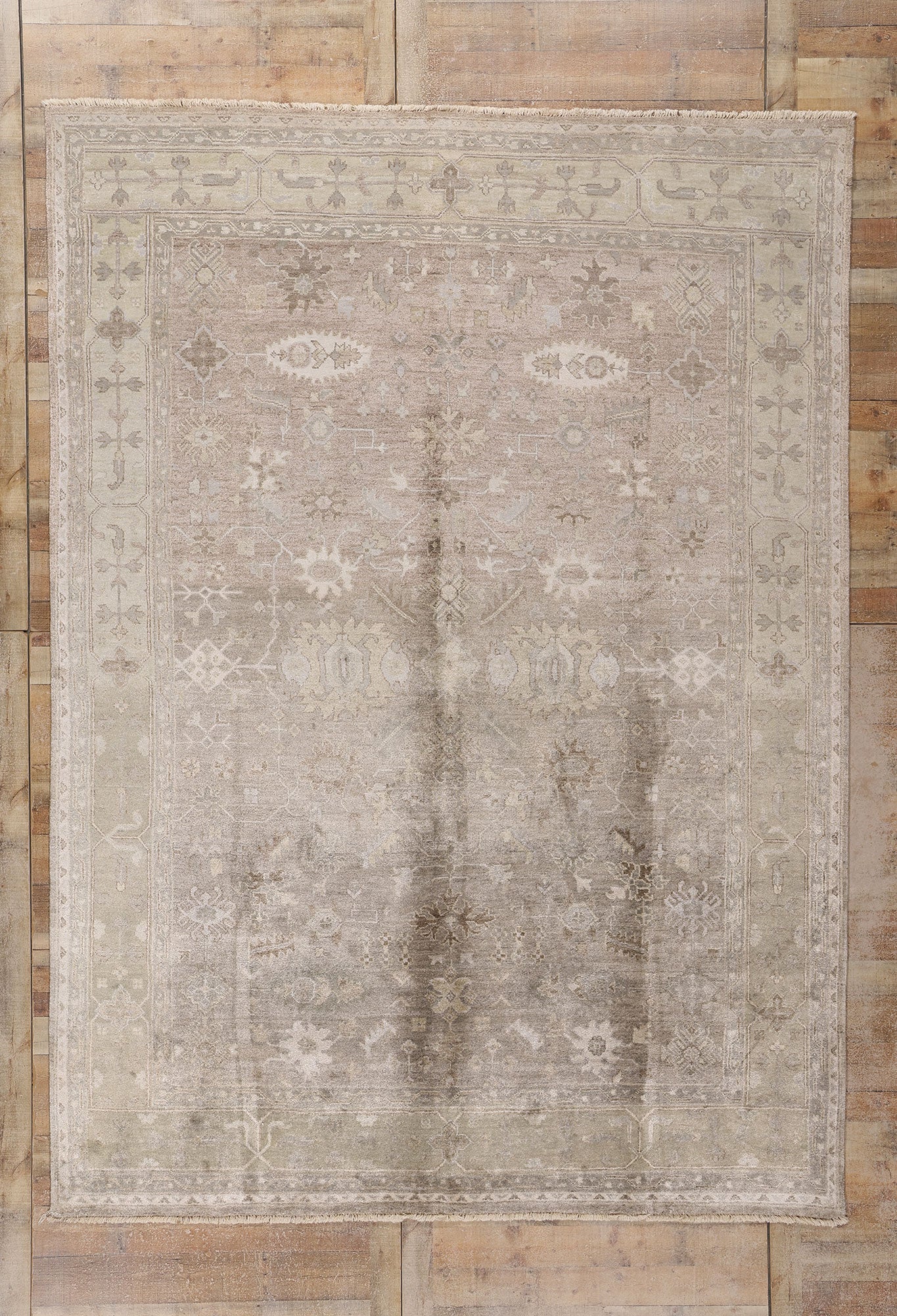 9 x 12 Taupe Modern Indian Oushak Rug 30026