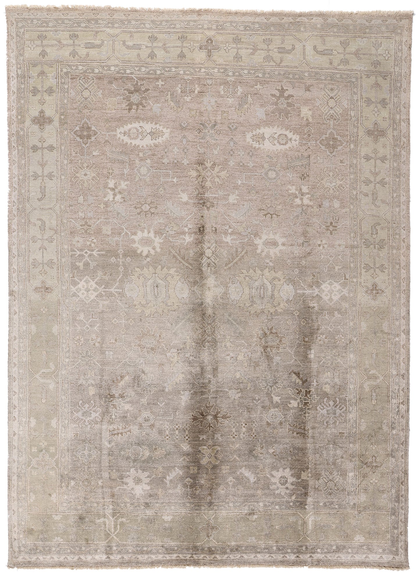 9 x 12 Taupe Modern Indian Oushak Rug 30026
