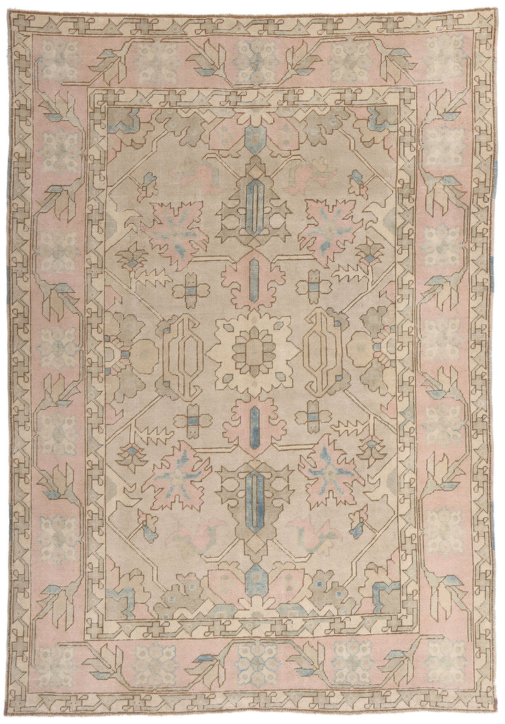6 x 9 Vintage Pastel Turkish Oushak Rug 53993