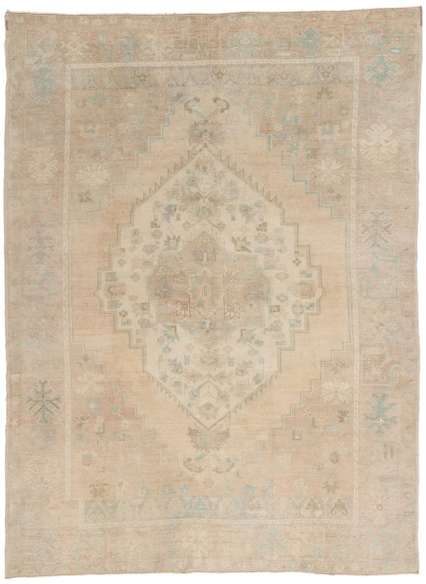 8 x 10 Vintage Muted Turkish Oushak Rug 53994