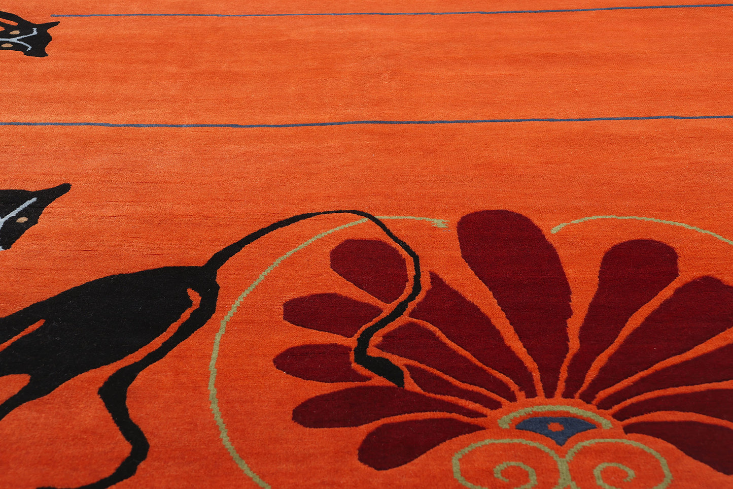9 x 12 Modern Orange Chinese Art Deco Rug 31095