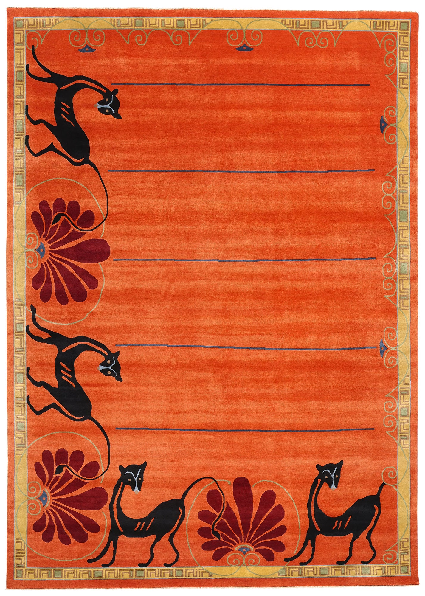 9 x 12 Modern Orange Chinese Art Deco Rug 31095