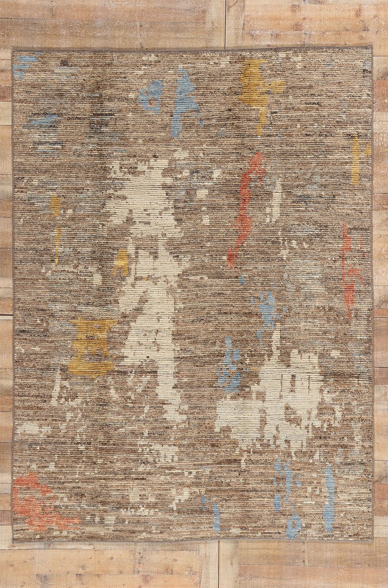 6 x 9 Modern Desert Brushstrokes Moroccan Rug 81151