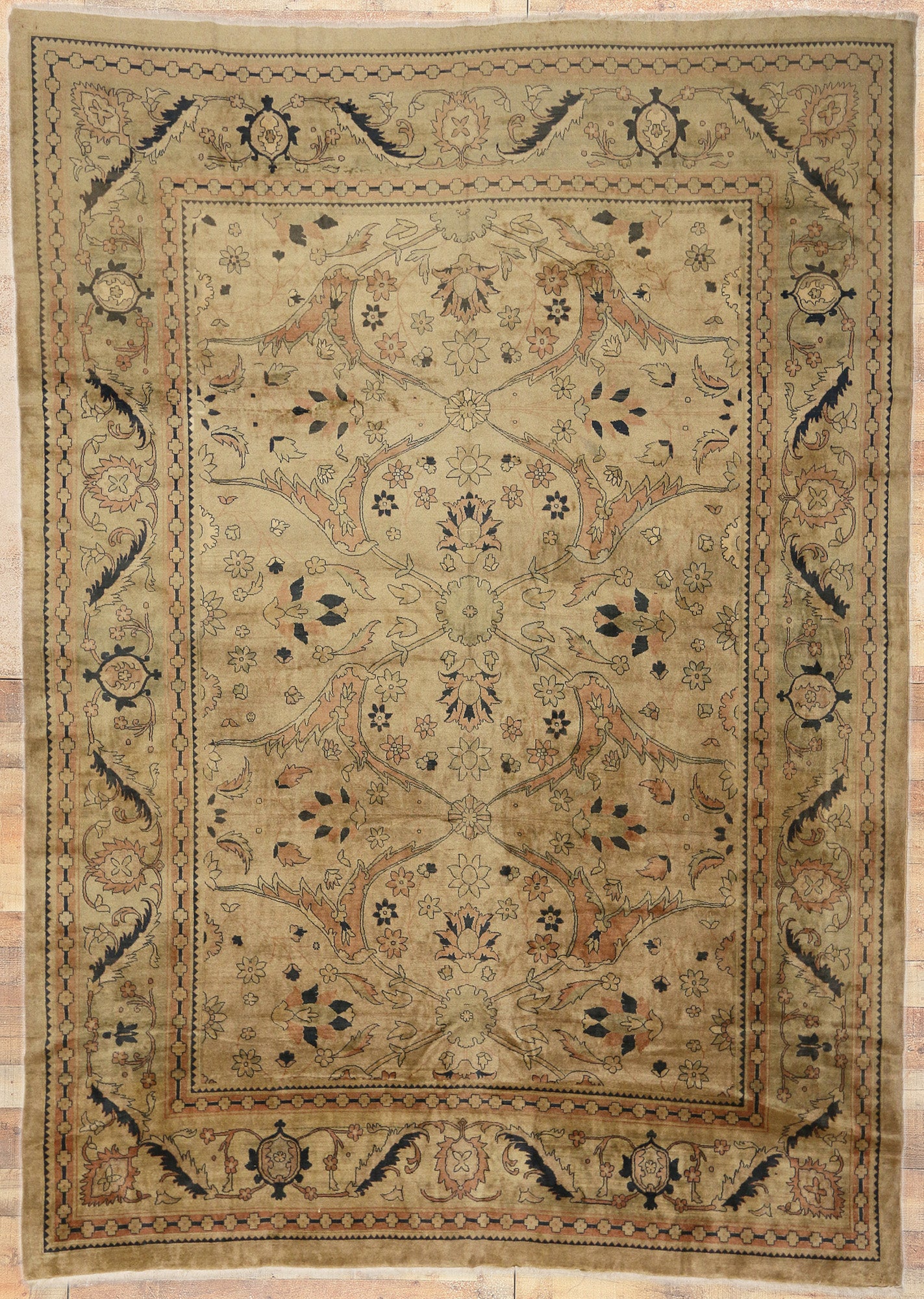 13 x 18 - Brown Vintage Persian Mahal Rug - 75823