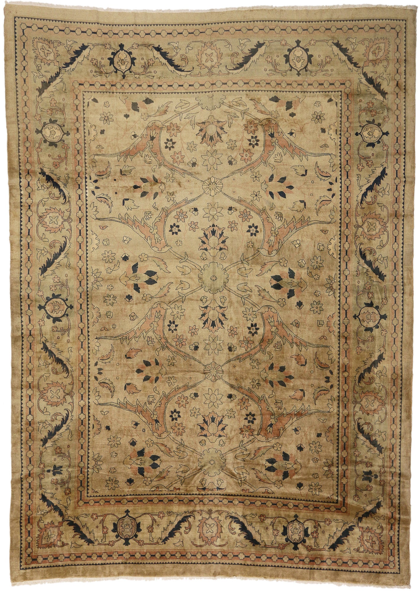 13 x 18 - Brown Vintage Persian Mahal Rug - 75823