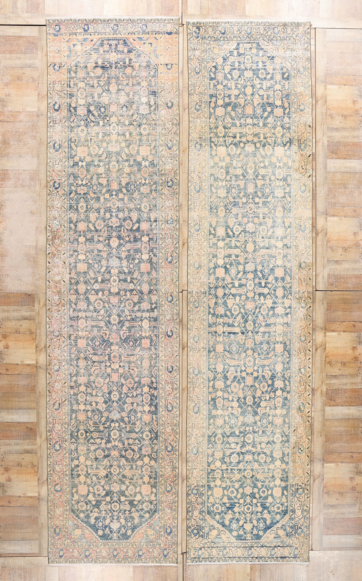4 x 17 Antique Persian Hussainabad Hamadan Rug 61330
