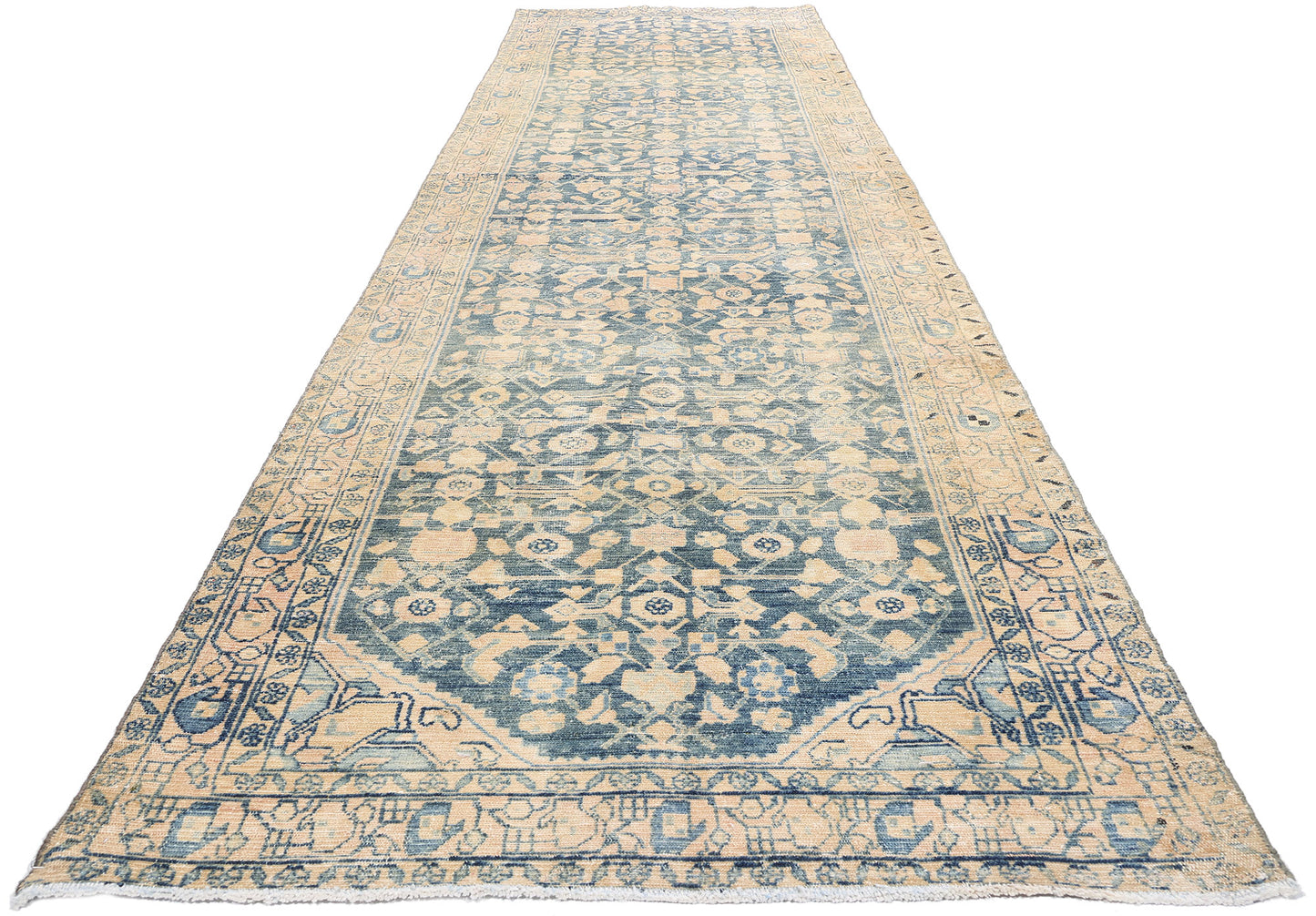 4 x 17 Antique Persian Hussainabad Hamadan Rug 61332