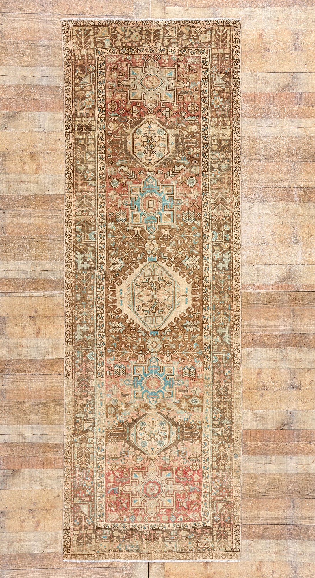 4 x 11 Vintage Persian Karaja Heriz Rug 61331