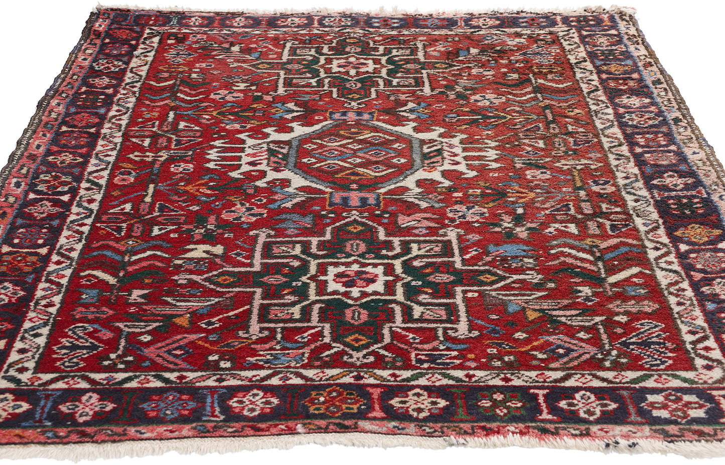 4 x 5 Vintage Persian Karaja Heriz Rug 78968