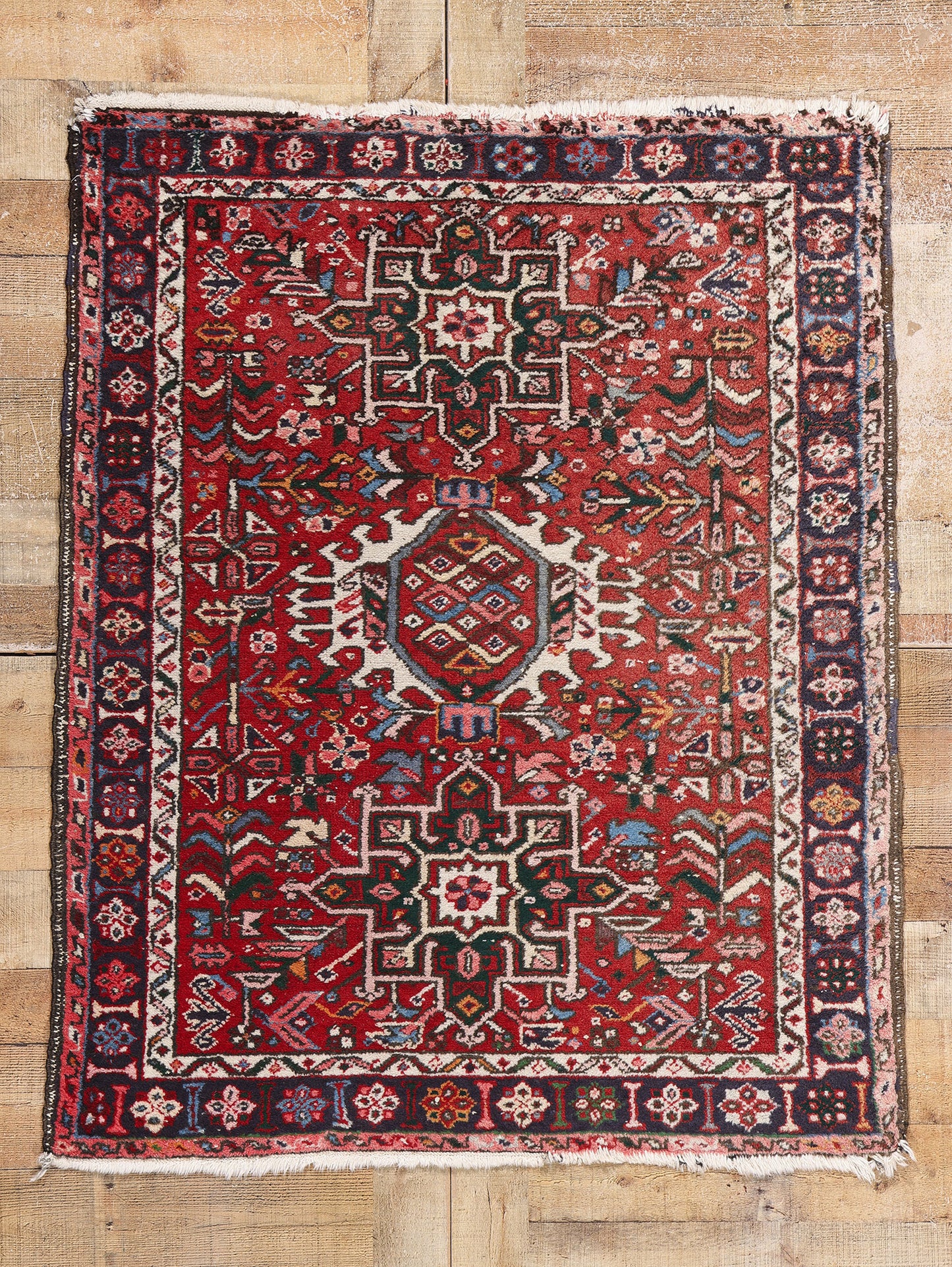 4 x 5 Vintage Persian Karaja Heriz Rug 78968