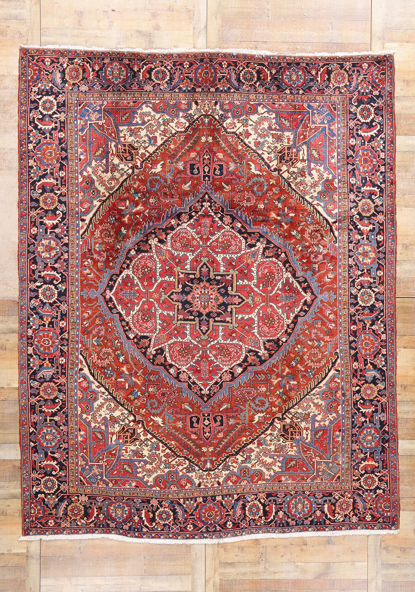 9 x 12 Antique Persian Heriz Rug 61387