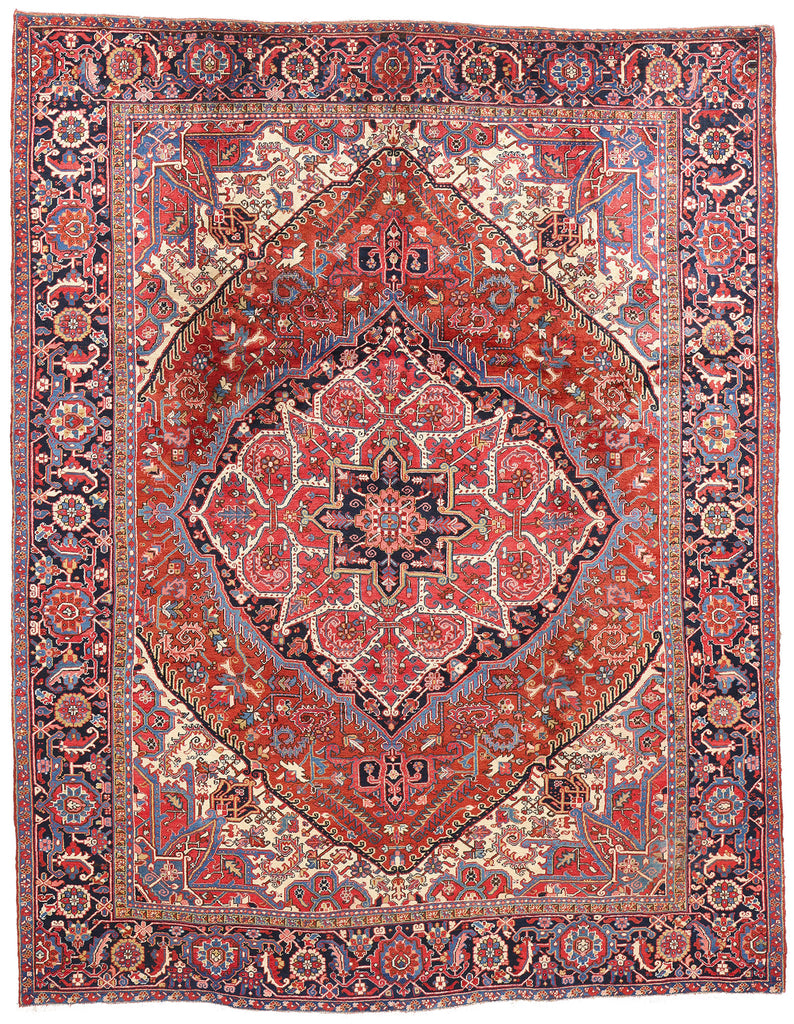 9 x 12 Antique Persian Heriz Rug 61387