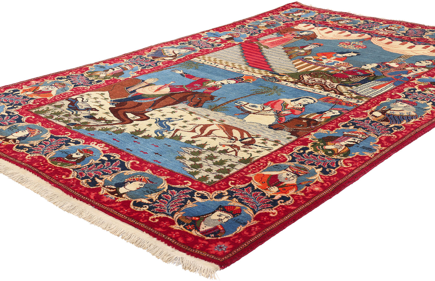 4 x 7 Antique Persian Kashan Pictorial Rug 79131