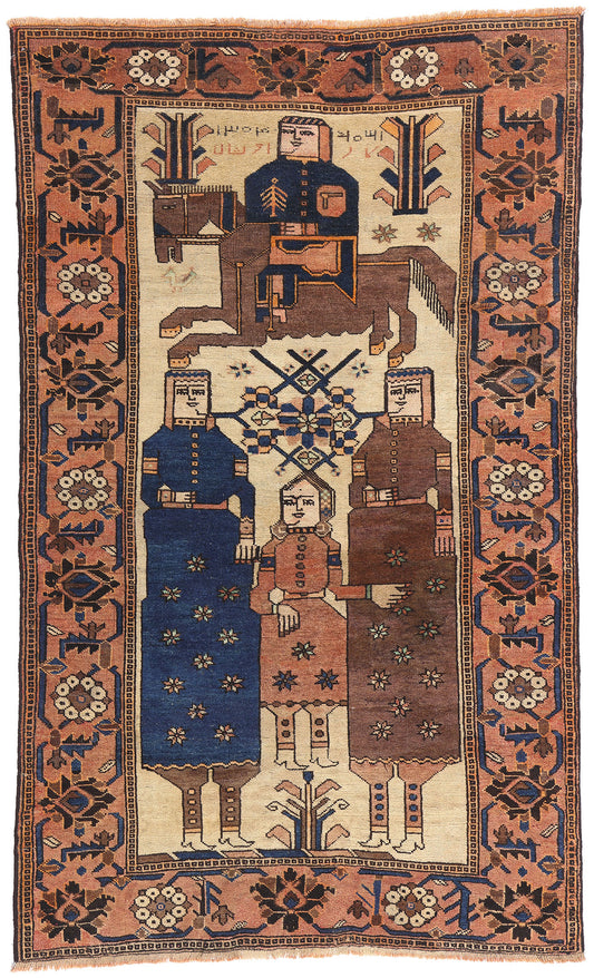 4 x 6 Vintage Persian Shiraz Pictorial Rug 79097