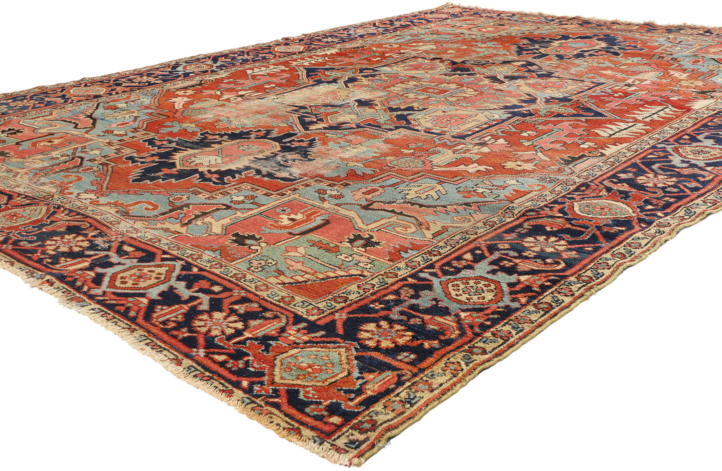 9 x 12 Antique Persian Serapi Rug 78922