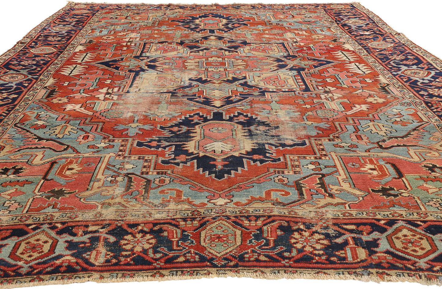 9 x 12 Antique Persian Serapi Rug 78922