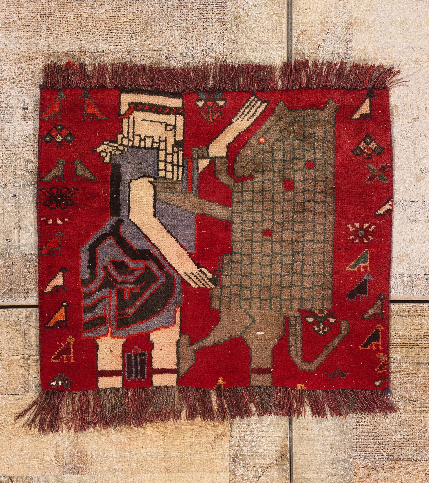 2 x 2 Vintage Persian Shiraz Pictorial Rug 79265