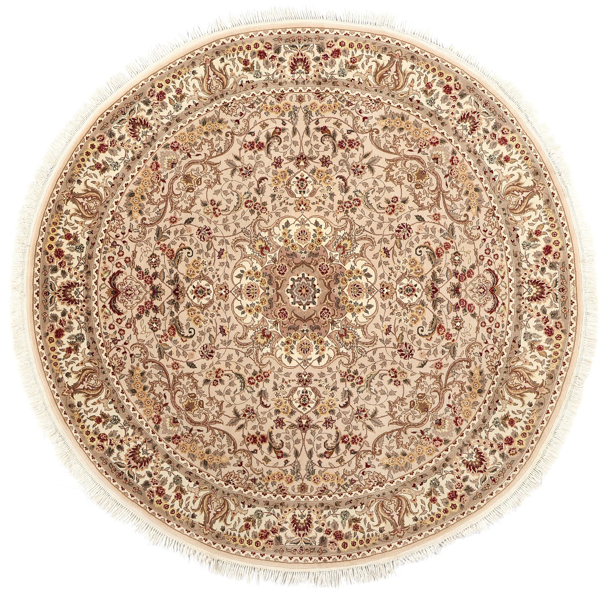 8 x 8 Vintage Chinese Tabriz Round Area Rug 74981