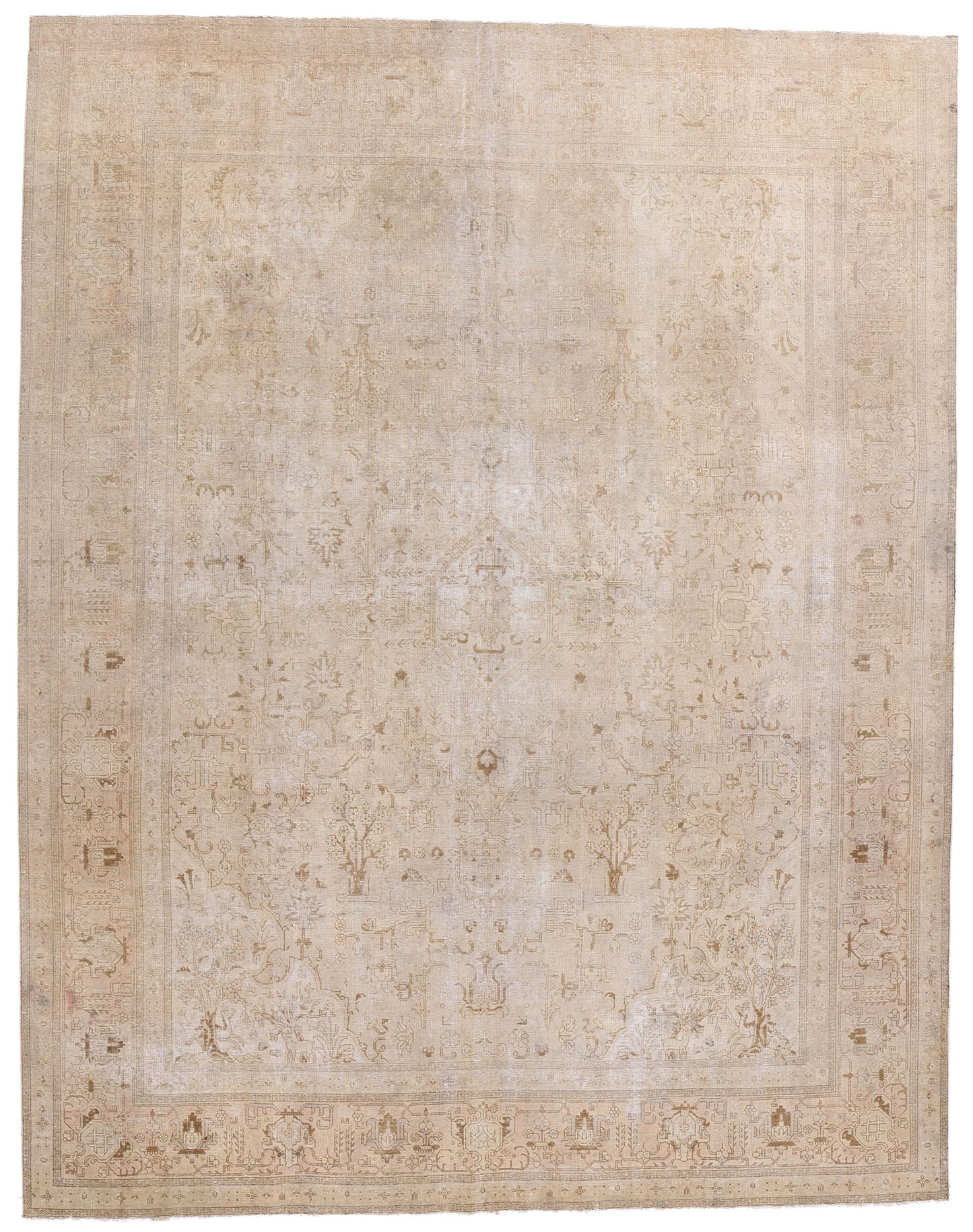 10 x 13 Vintage Earth-Tone Persian Tabriz Rug 61352