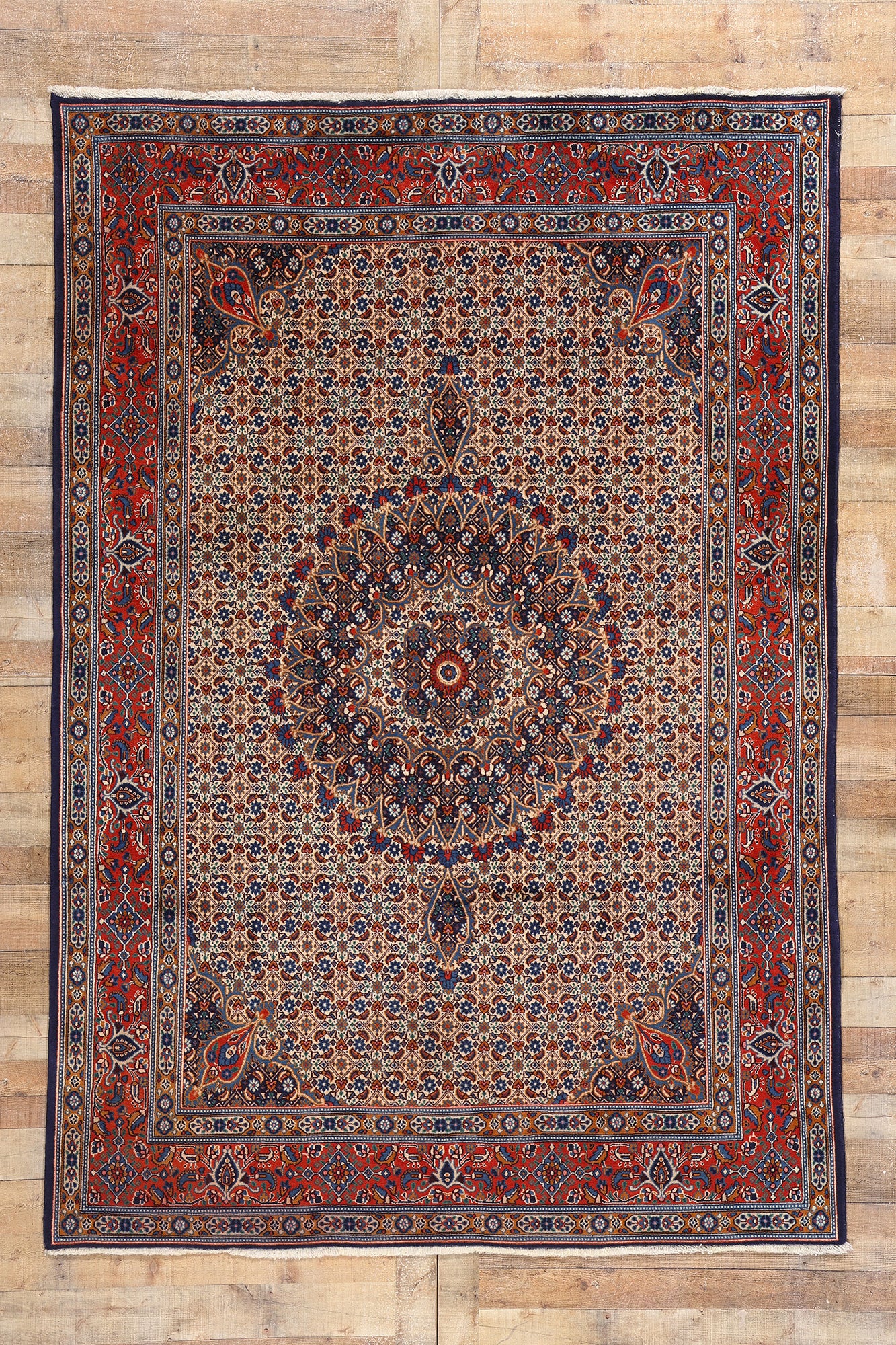 6 x 9 Vintage Persian Mahi Tabriz Rug 79107