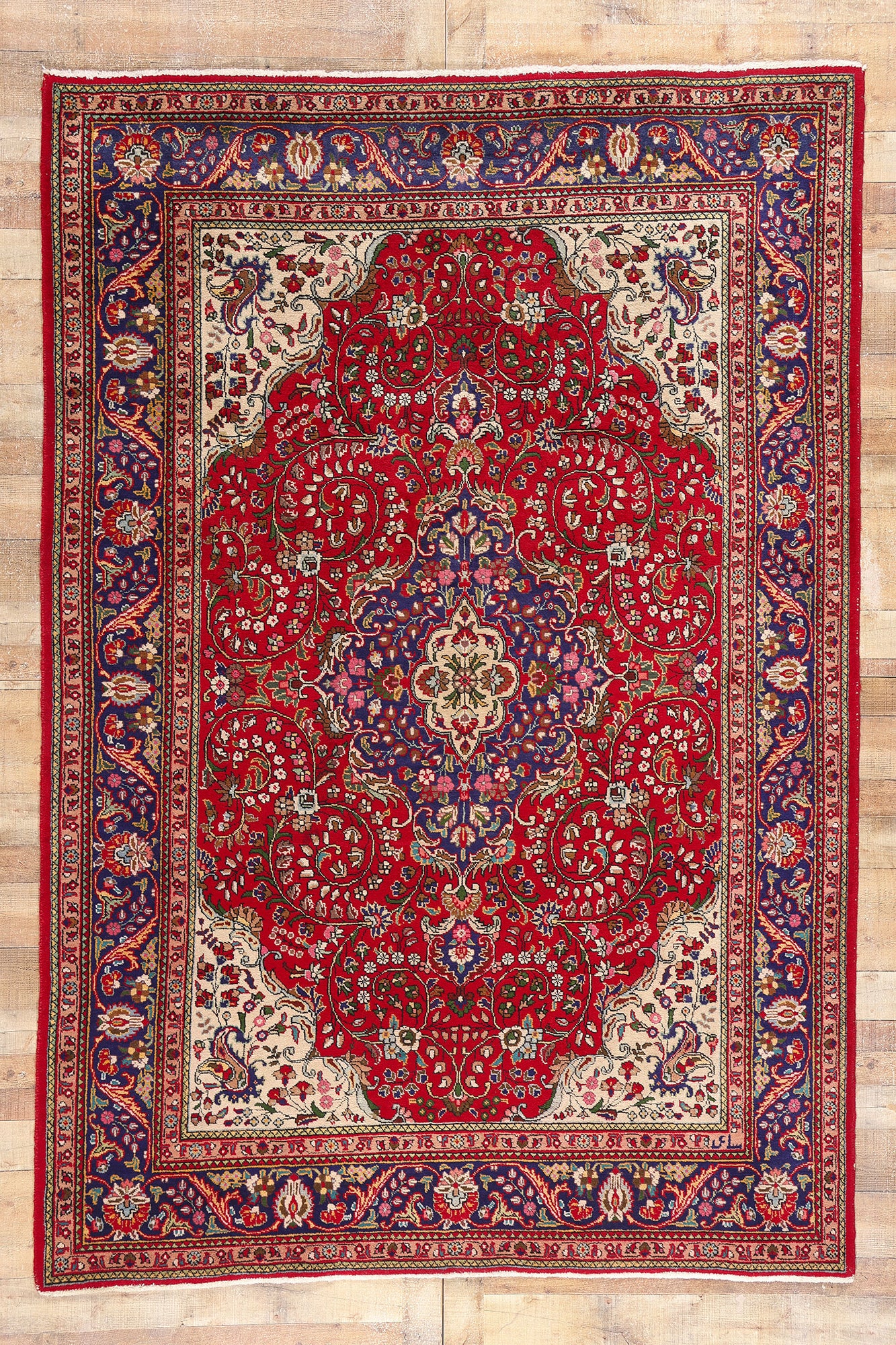 7 x 10 Vintage Persian Tabriz Rug 79146