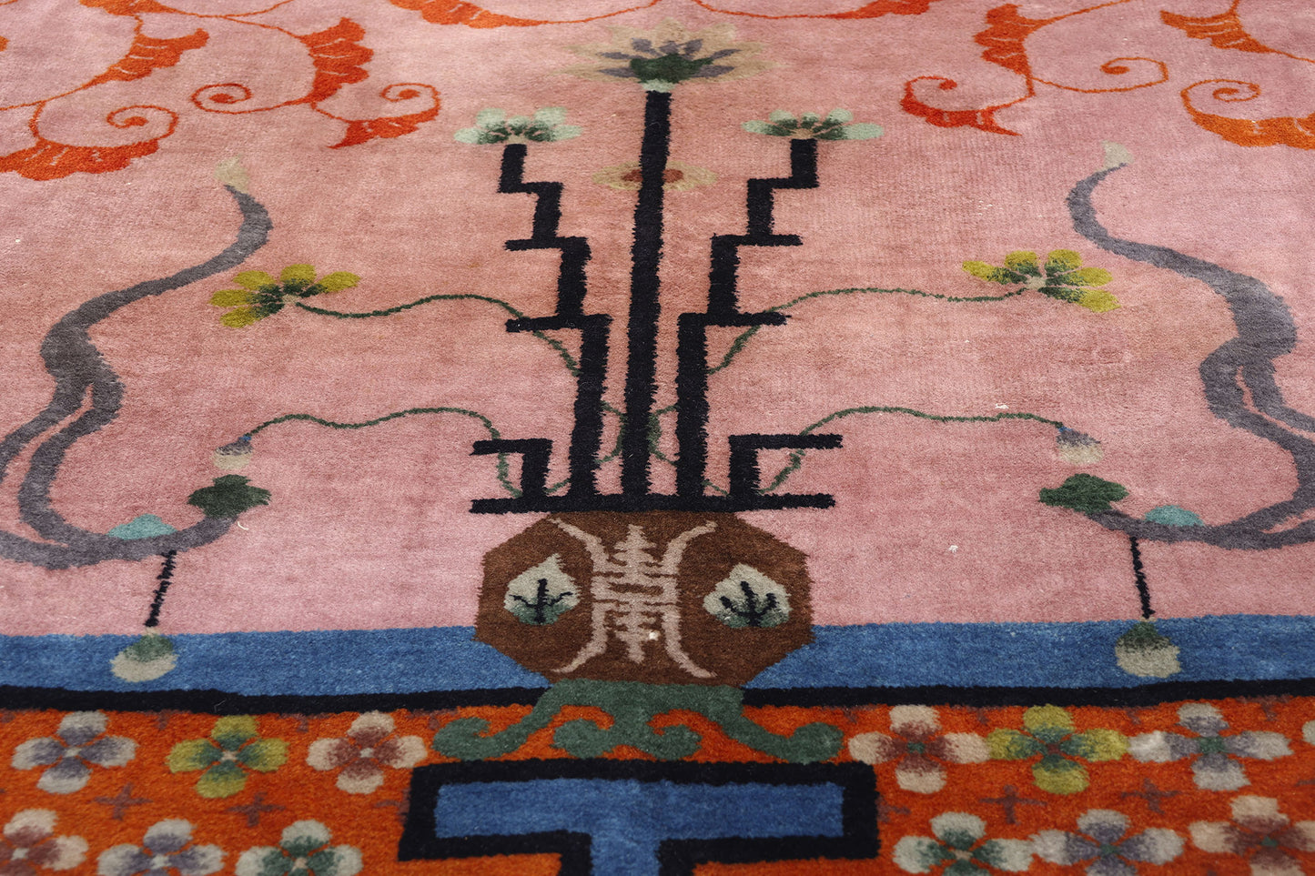 9 x 12 Antique Pink Chinese Art Deco Rug 78911