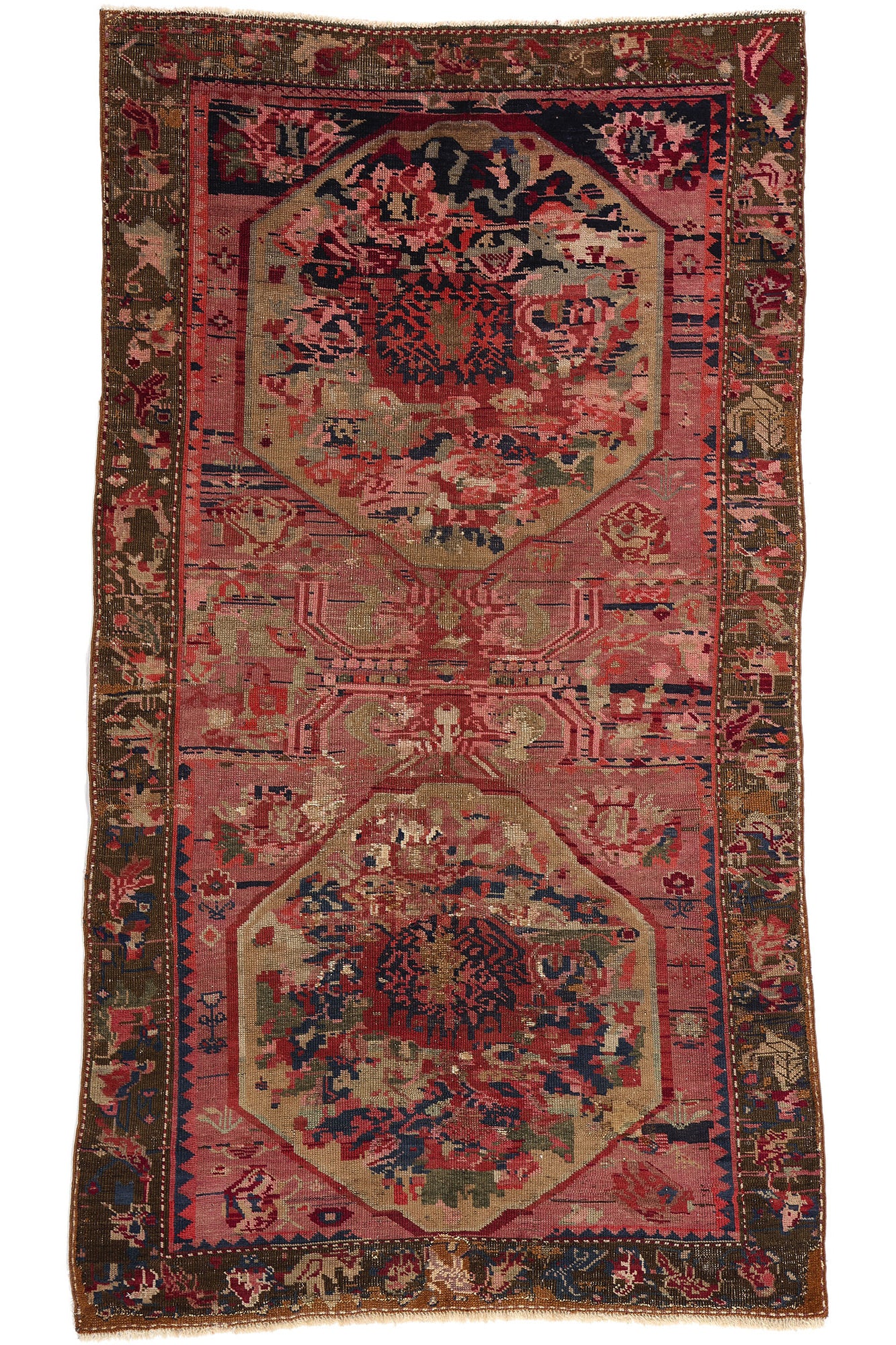 4 x 8 Antique Caucasian Karabagh Rose Rug 61160