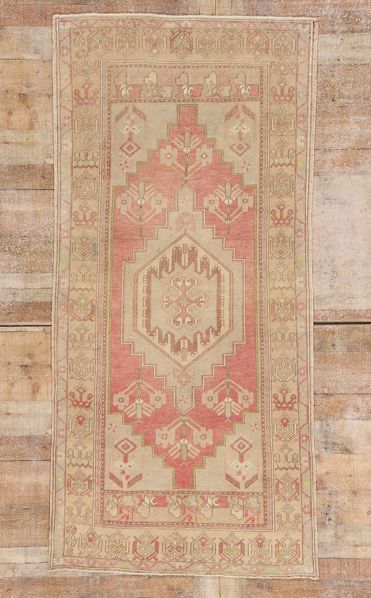 3 x 7 Vintage Turkish Oushak Rug 53999