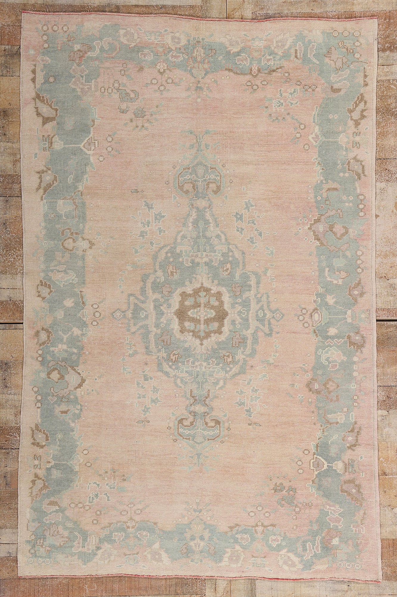 5 x 8 Vintage Pink Turkish Oushak Rug 53996