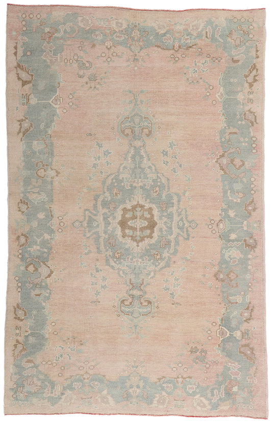 5 x 8 Vintage Pink Turkish Oushak Rug 53996