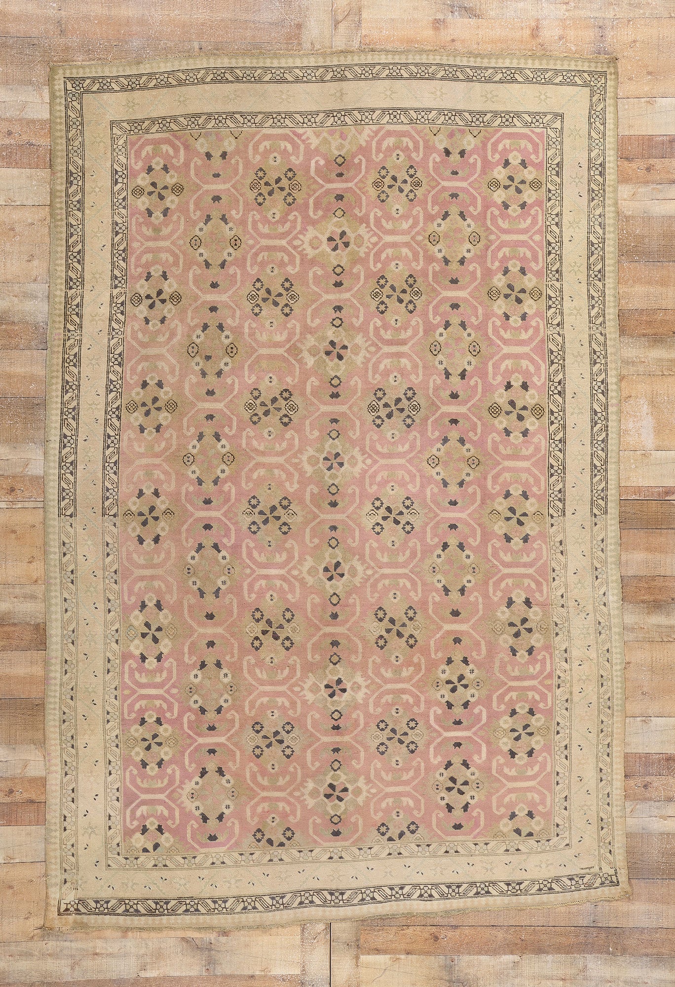7 x 10 Antique Pink Persian Kurdish Rug 61370