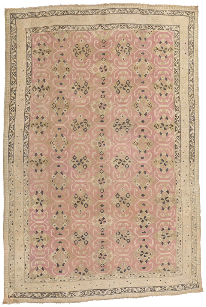 7 x 10 Antique Pink Persian Kurdish Rug 61370