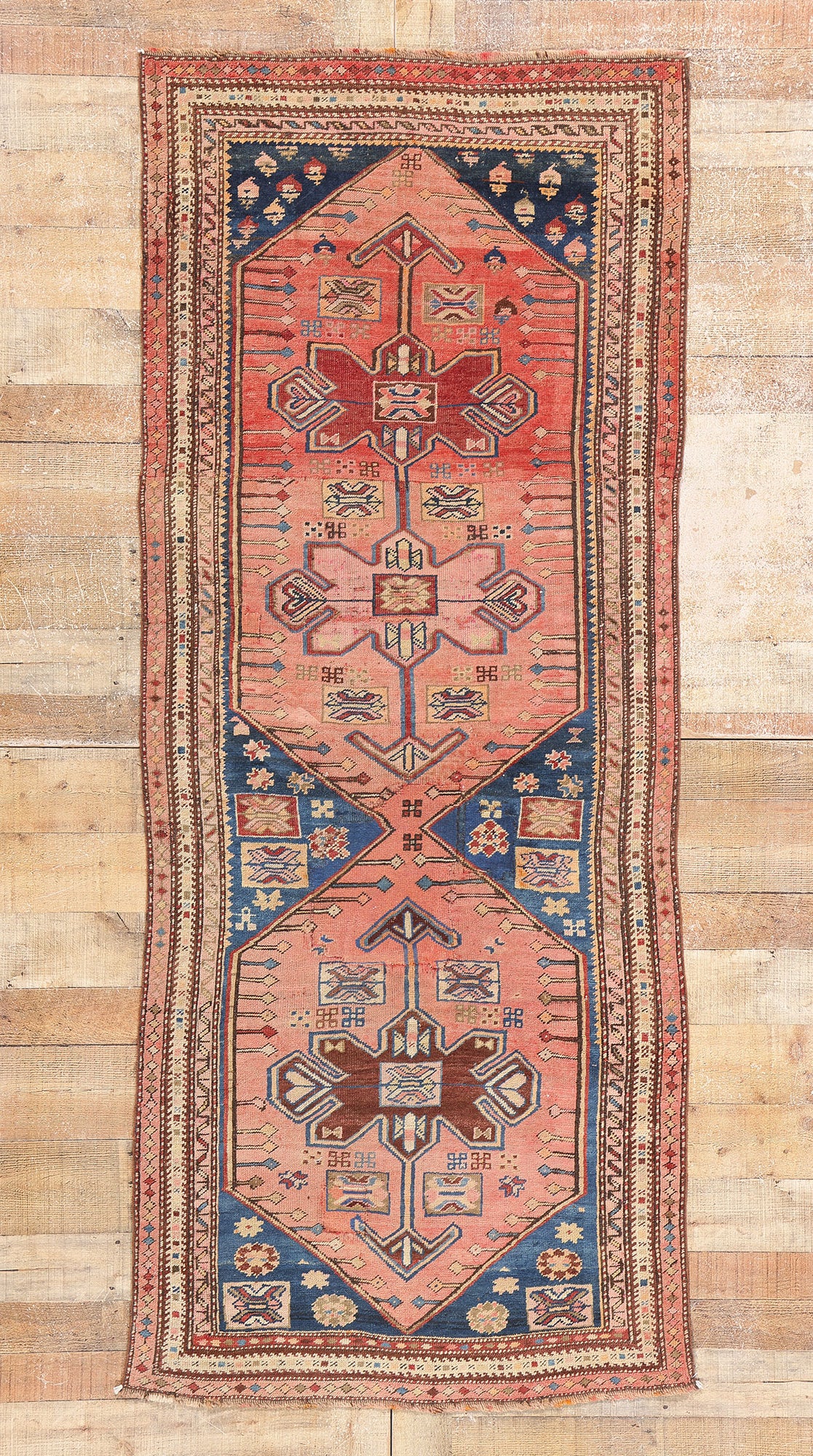 3 x 8 Antique Pink Persian Kurdish Rug 61373