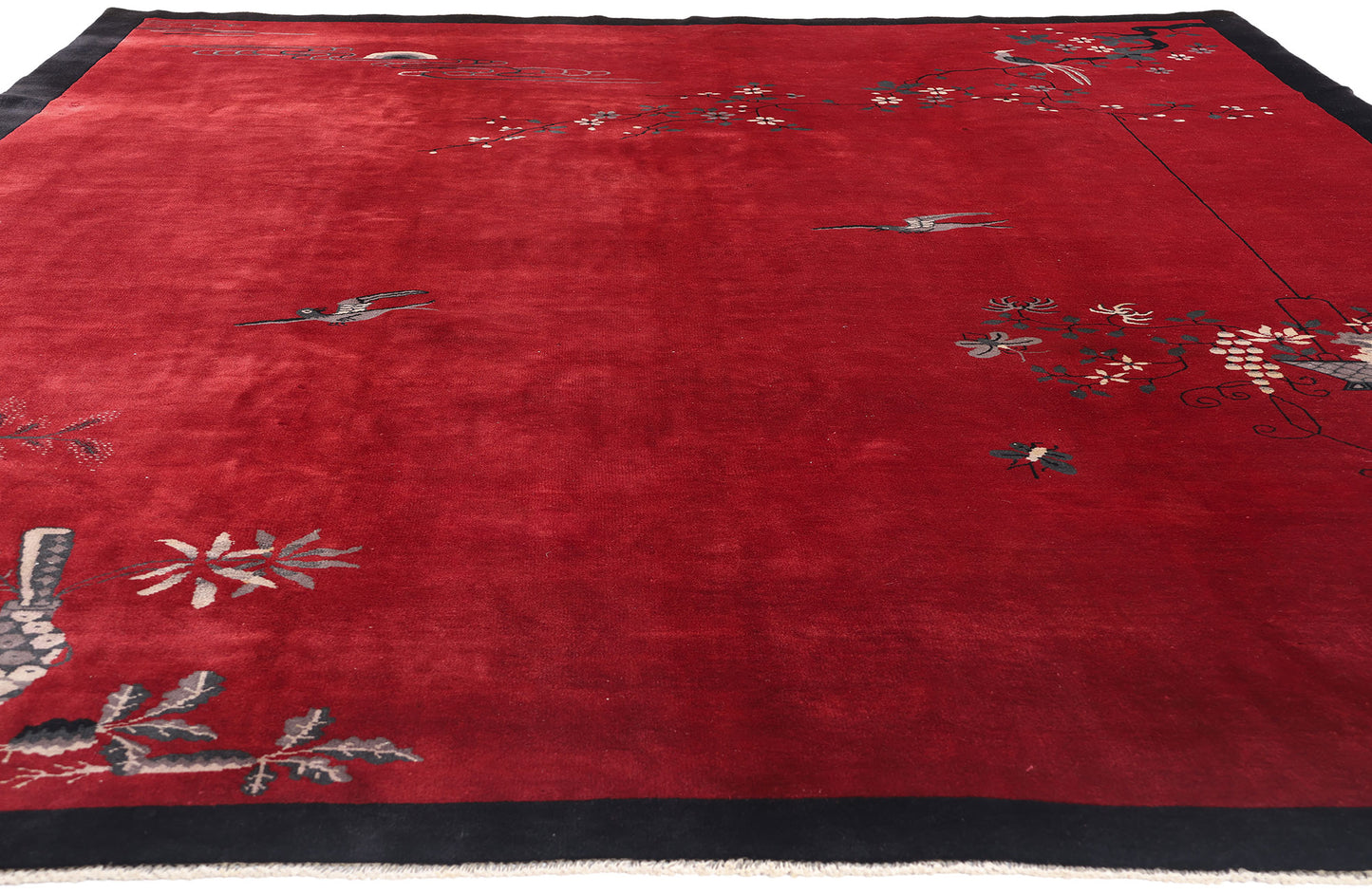 9 x 11 Antique Red Chinese Art Deco Rug 79213