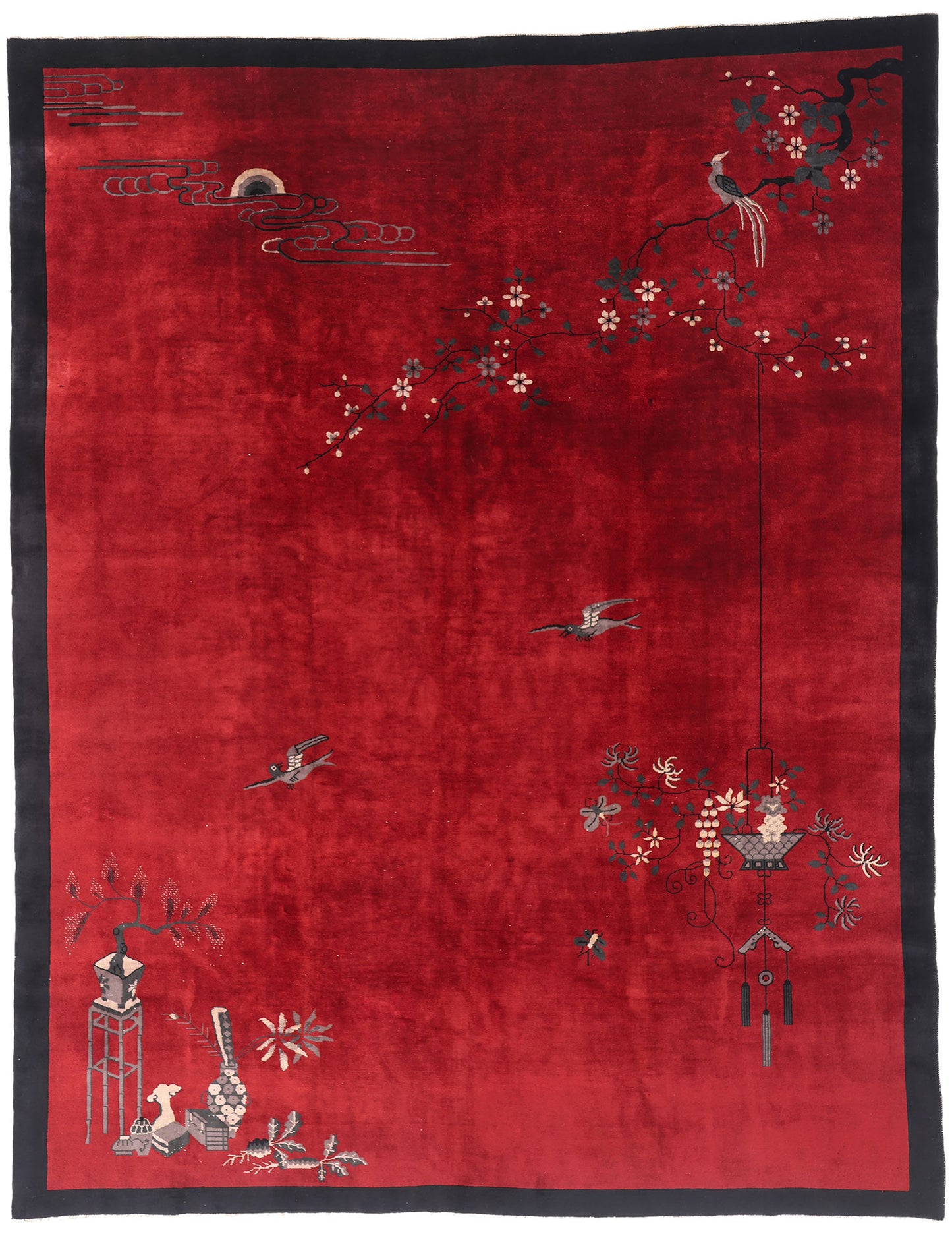9 x 11 Antique Red Chinese Art Deco Rug 79213